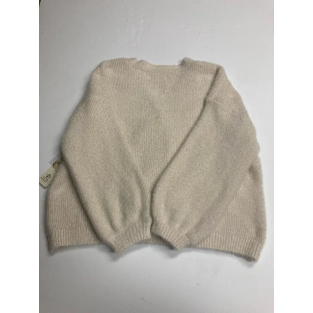 No Boundaries Girls L (12-14) Knit Cardigan Sweater Button Front V-Neck Beige
